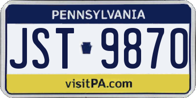 PA license plate JST9870