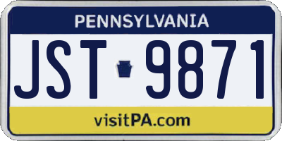 PA license plate JST9871
