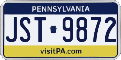 PA license plate JST9872