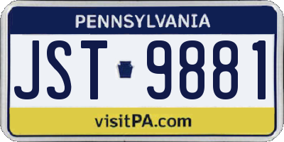 PA license plate JST9881