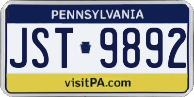 PA license plate JST9892
