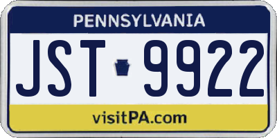 PA license plate JST9922