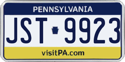 PA license plate JST9923