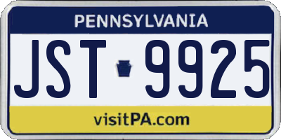 PA license plate JST9925