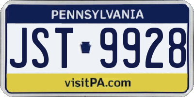 PA license plate JST9928