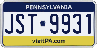 PA license plate JST9931