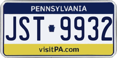 PA license plate JST9932