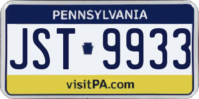 PA license plate JST9933