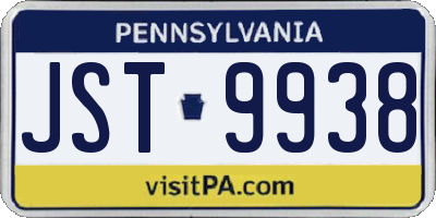 PA license plate JST9938