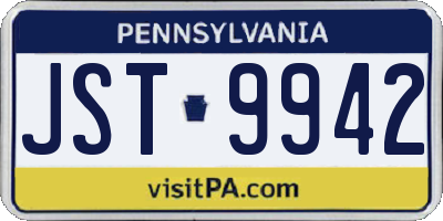 PA license plate JST9942