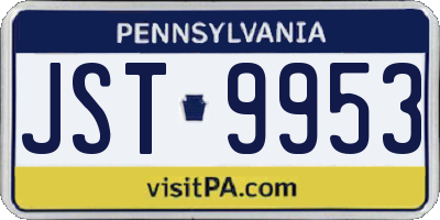 PA license plate JST9953
