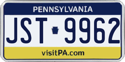 PA license plate JST9962