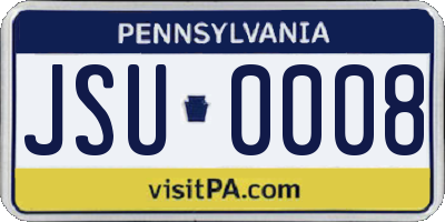 PA license plate JSU0008