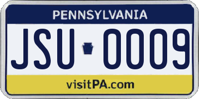 PA license plate JSU0009