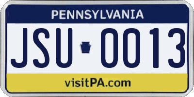 PA license plate JSU0013