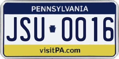 PA license plate JSU0016