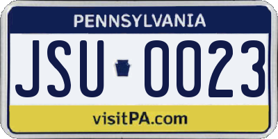 PA license plate JSU0023