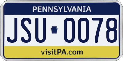PA license plate JSU0078