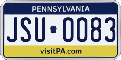 PA license plate JSU0083
