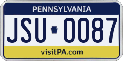 PA license plate JSU0087