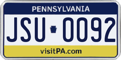 PA license plate JSU0092