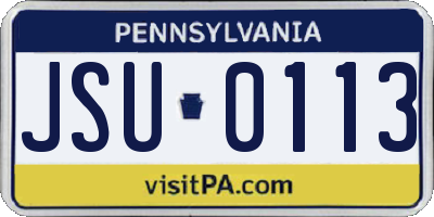 PA license plate JSU0113