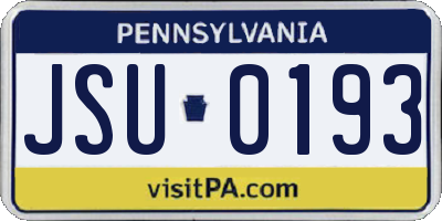 PA license plate JSU0193