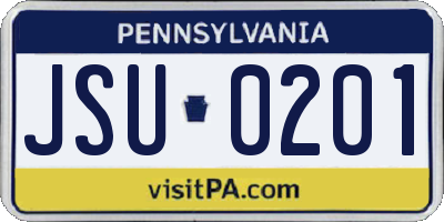 PA license plate JSU0201