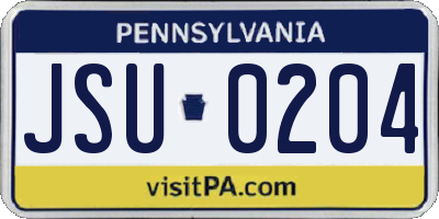 PA license plate JSU0204