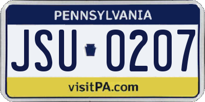 PA license plate JSU0207