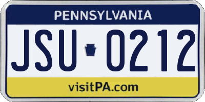 PA license plate JSU0212