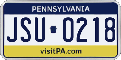 PA license plate JSU0218