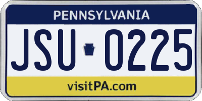 PA license plate JSU0225