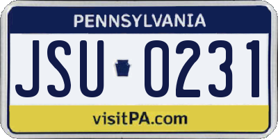 PA license plate JSU0231