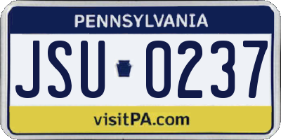 PA license plate JSU0237
