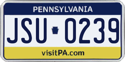 PA license plate JSU0239