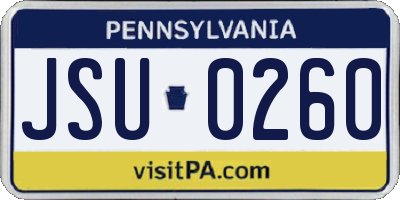 PA license plate JSU0260