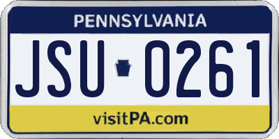 PA license plate JSU0261