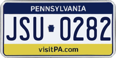 PA license plate JSU0282