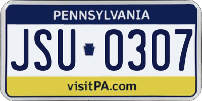 PA license plate JSU0307