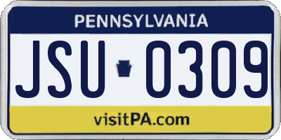 PA license plate JSU0309