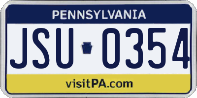PA license plate JSU0354