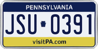 PA license plate JSU0391