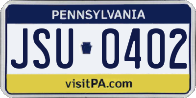 PA license plate JSU0402