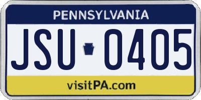PA license plate JSU0405