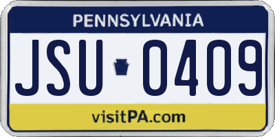 PA license plate JSU0409