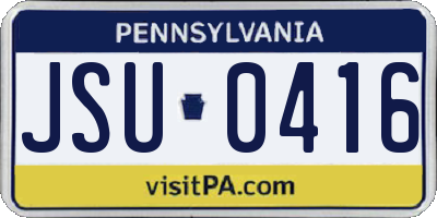 PA license plate JSU0416