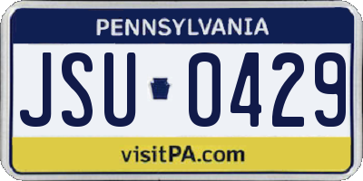 PA license plate JSU0429