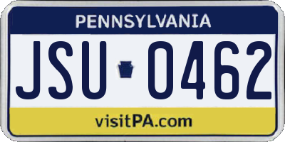 PA license plate JSU0462