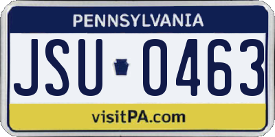 PA license plate JSU0463
